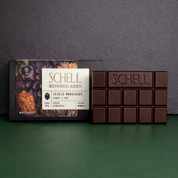 Schell dunkle Schokolade Criollo Maracaibo mit 70% Kakaoanteil aus Venezuela.