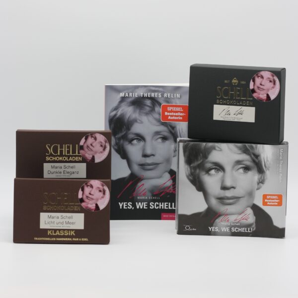 2 verschiedene Schell Schokoladen, Pralinen, Yes, we Schell Buch und Hörbuch