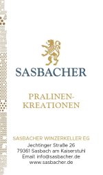 Hier ist ein Pralinenanhänger zu sehen die wir drucken von der Firma Sasbacher.